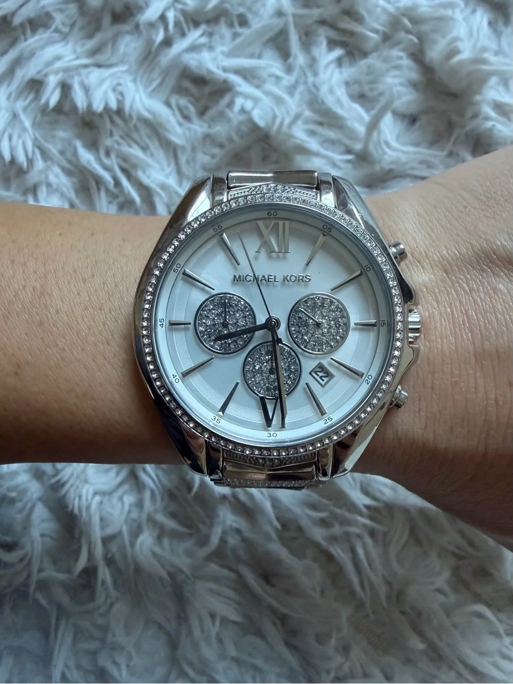Michael Kors  Silver-Tone Crystal Chronograph Watch